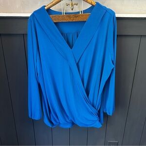 Iman Women’s Blue Crossover Top‎ Blouse Size 3X